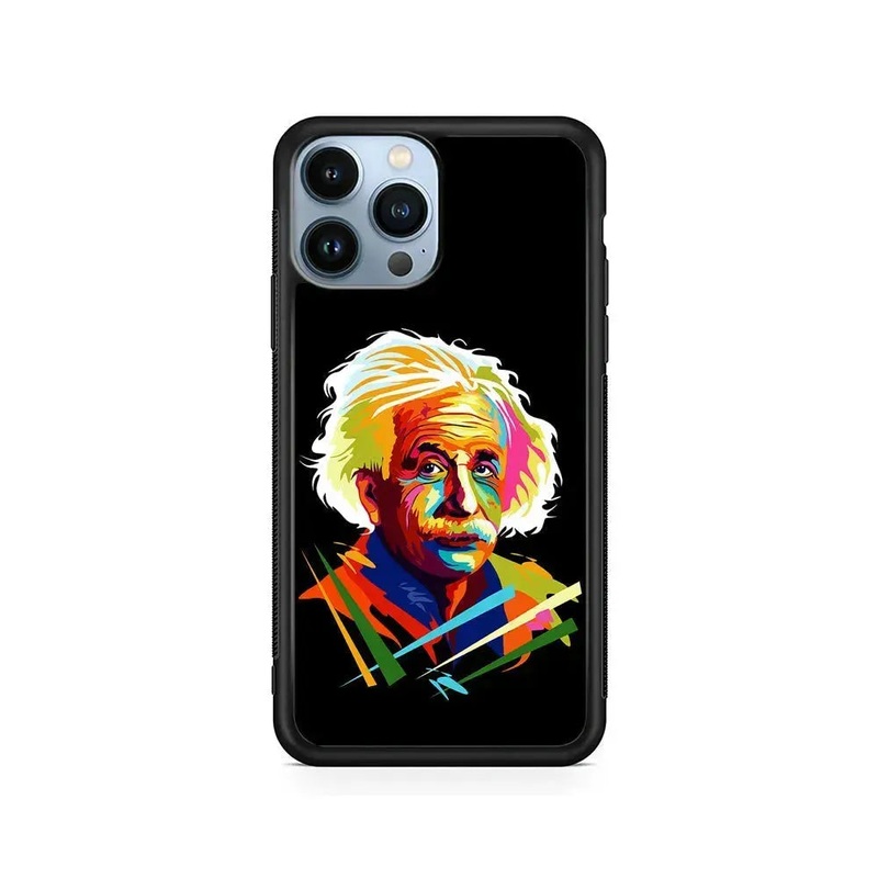 Albert Einstein Pop Art Black iPhone 14 Pro Max Case