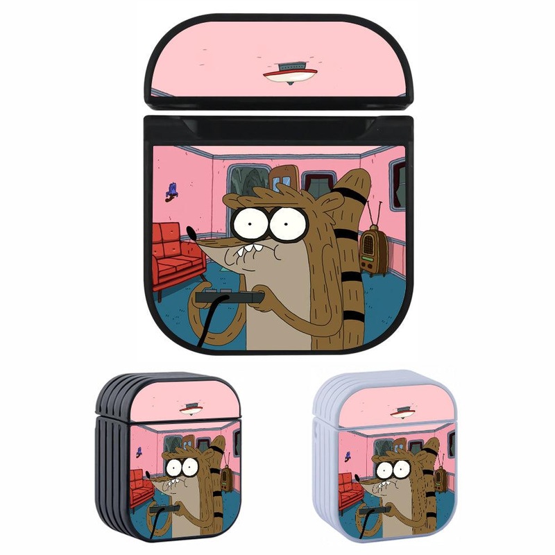 Regular Show Playing Game at Friend’s House Hard Plastic Case Cover For Apple Airpods