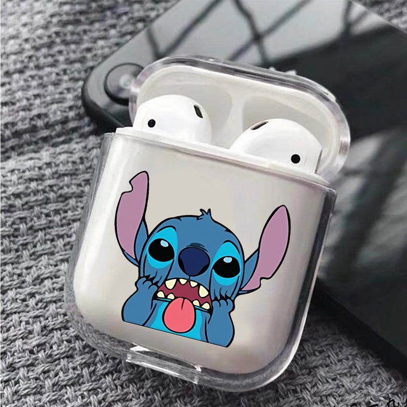 Stitch Mock Face Protective Clear Case Cover For Apple Airpods