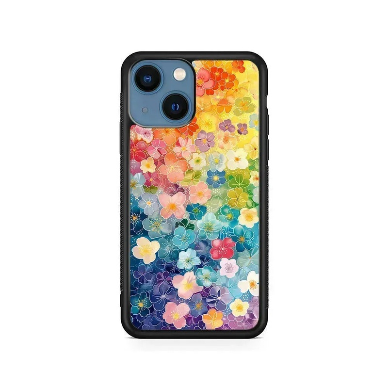 Artistic Rainbow Flower Pattern iPhone 14 Plus Case