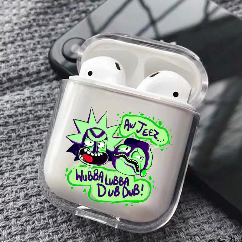 Crazy Rick and Morty Protective Clear Case Cover For Apple Airpods