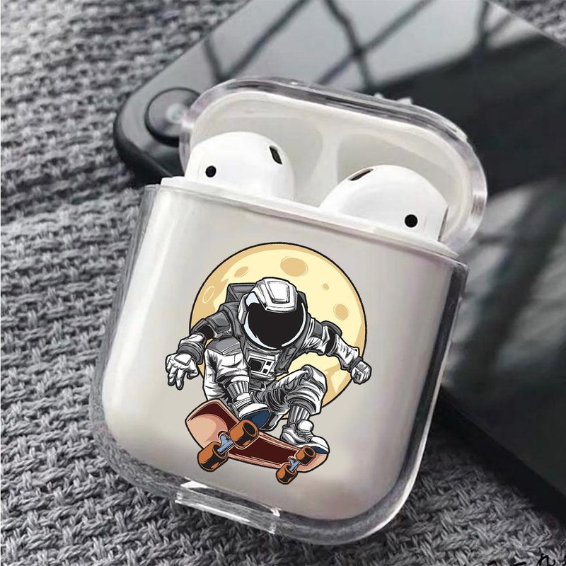 Astronauts Skater Protective Clear Case Cover For Apple Airpods