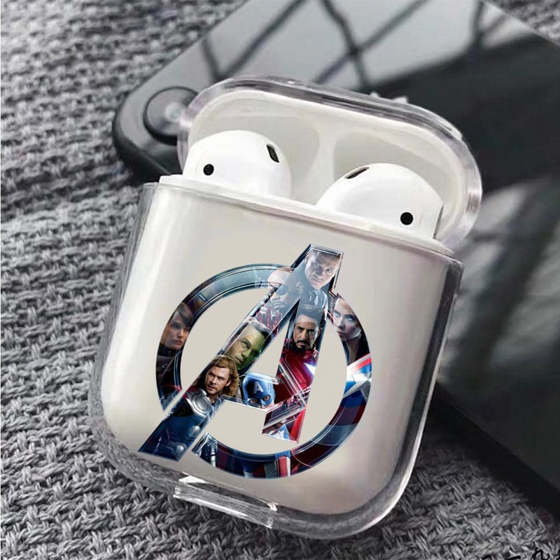 Avengers Logo Character Protective Clear Case Cover For Apple Airpods