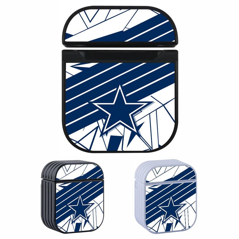 Dallas Cowboys on Blue Shapes Hard Plastic Case Cover For Apple Airpods