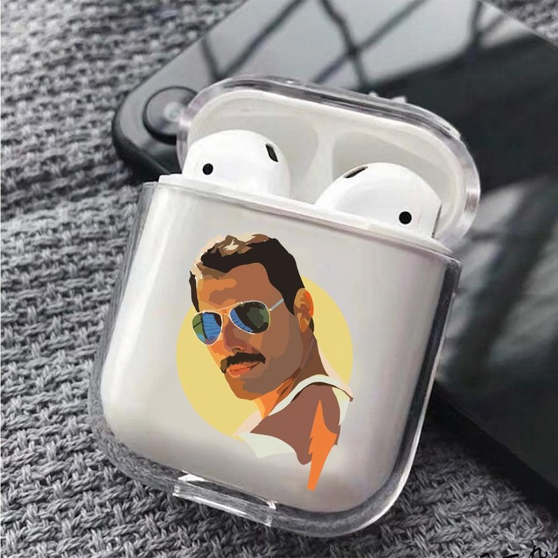 Freddie Mercury Pop Art Protective Clear Case Cover For Apple Airpods
