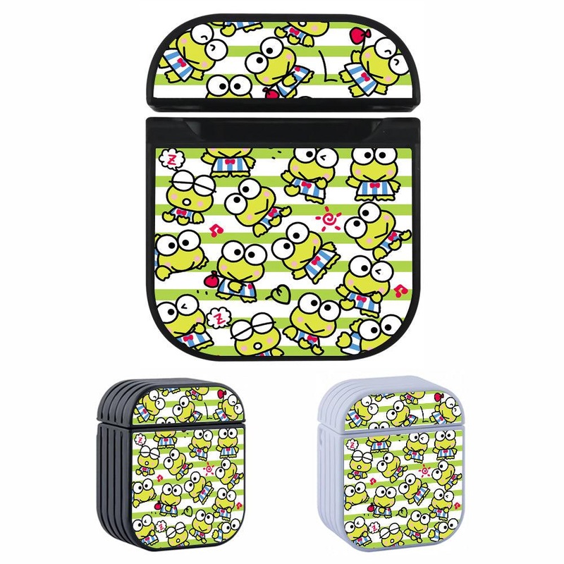 Keroppi Pattern Green Line Hard Plastic Case Cover For Apple Airpods
