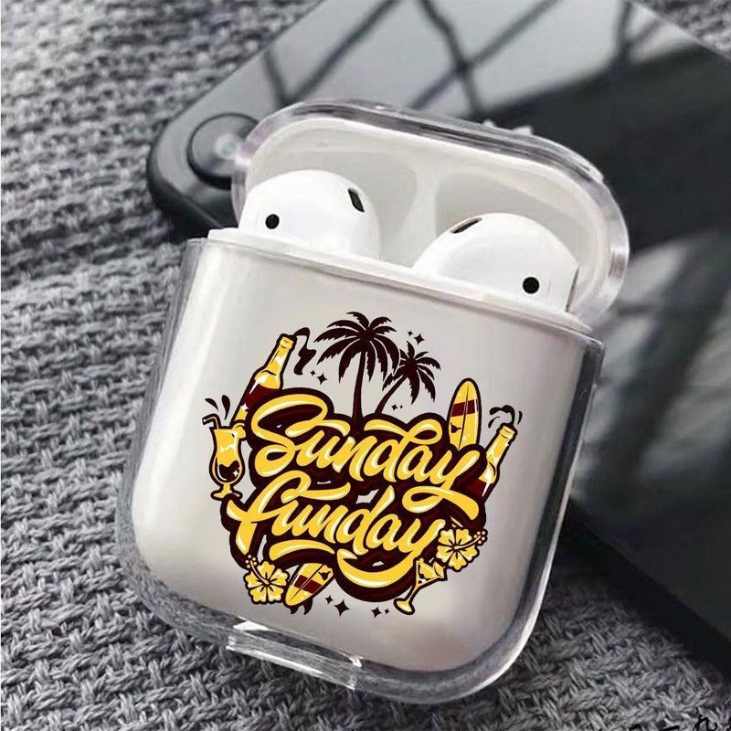 Quotes Sunday is Fun Protective Clear Case Cover For Apple Airpods