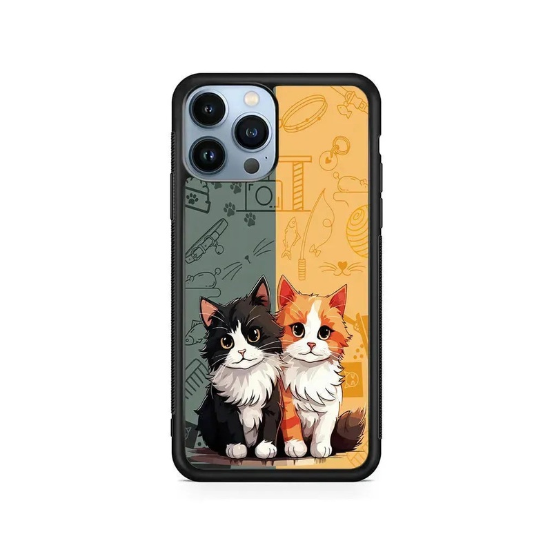 Two Cute Cats Kawai iPhone 14 Pro Max Case
