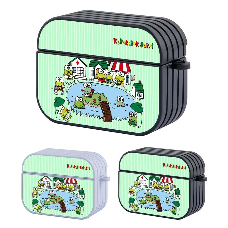 Keroppi Gathering of Frog Family Hard Plastic Case Cover For Apple Airpods Pro
