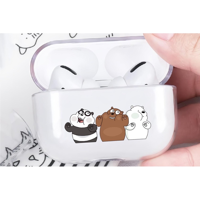Bare Bears Trapped in Glass Protective Clear Case Cover For Apple Airpod Pro