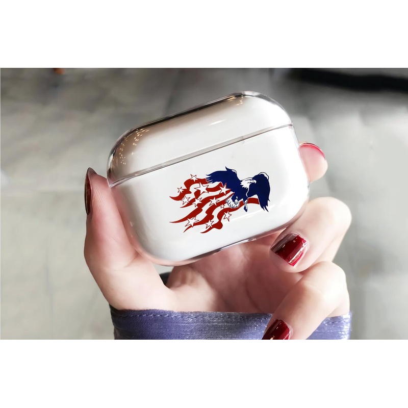 Eagle and American Flag Protective Clear Case Cover For Apple Airpod Pro