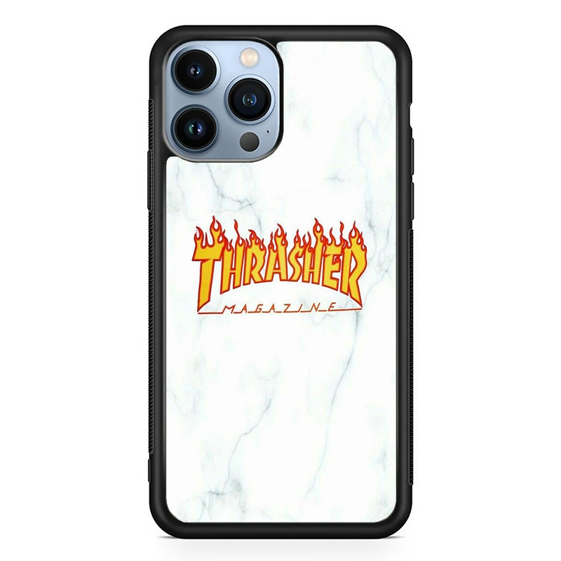 Thrasher White Marble iPhone 15 Pro Case