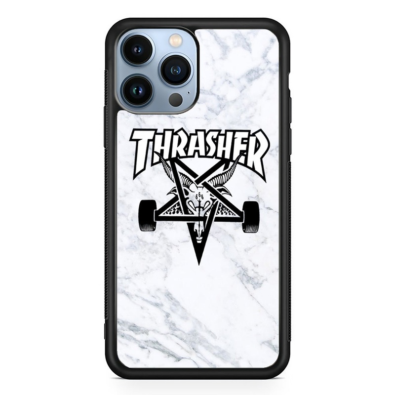 Thrasher x Pentagram White Marble iPhone 14 Pro Case
