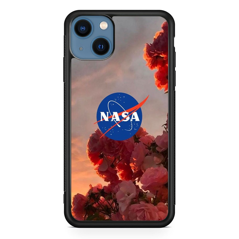 Nasa Logo Pink Flowers iPhone 15 Plus Case
