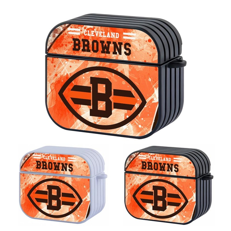 Cleveland Brown NFL Shine with Brown Hard Plastic Case Cover For Apple Airpods 3