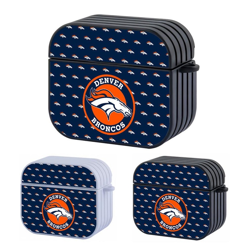Denver Broncos NFL Rounded Emblem Over Banner Hard Plastic Case Cover For Apple Airpods 3