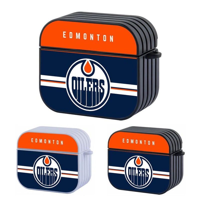 Edmonton Oilers NHL Shine on Top Hard Plastic Case Cover For Apple Airpods 3