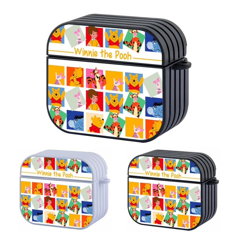 Winnie The Pooh Face in Frame Hard Plastic Case Cover For Apple Airpods 3