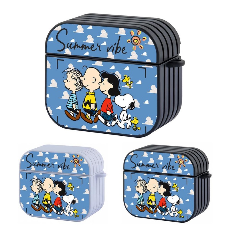Snoopy Flying on Summer Vibe Hard Plastic Case Cover For Apple Airpods 3
