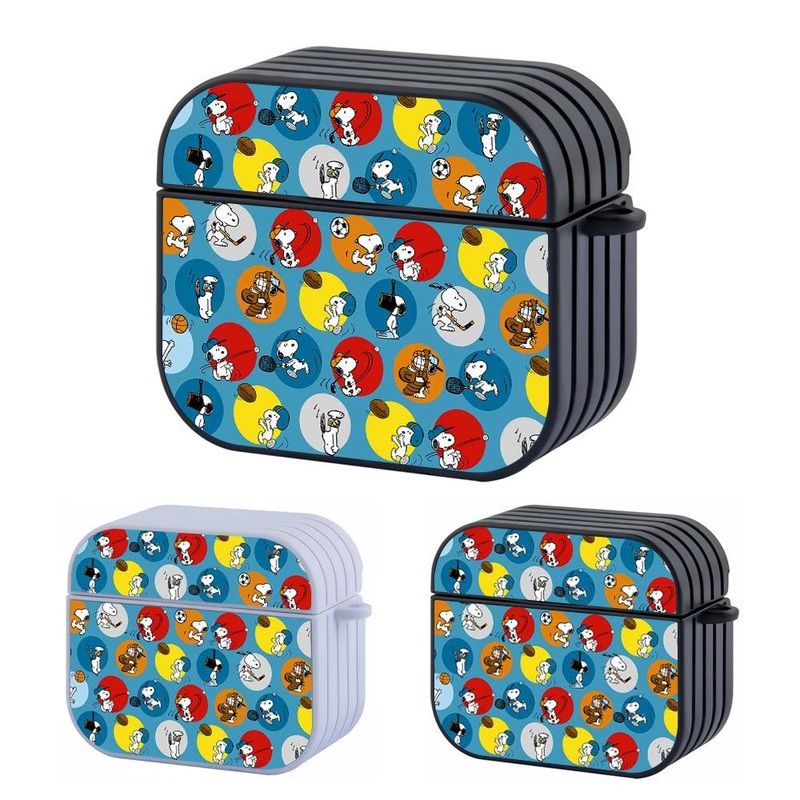 Snoopy Sport Color Circle Hard Plastic Case Cover For Apple Airpods 3