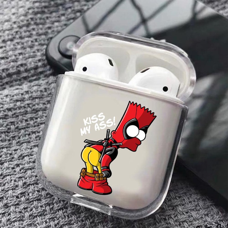 Bart Deadpool Costume Protective Clear Case Cover For Apple Airpods