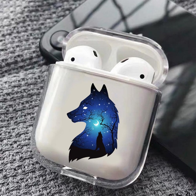 Wolf Silhouette Protective Clear Case Cover For Apple Airpods