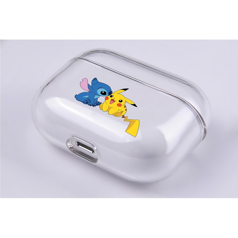 Cute Stitch and Pikachu Protective Clear Case Cover For Apple Airpod Pro