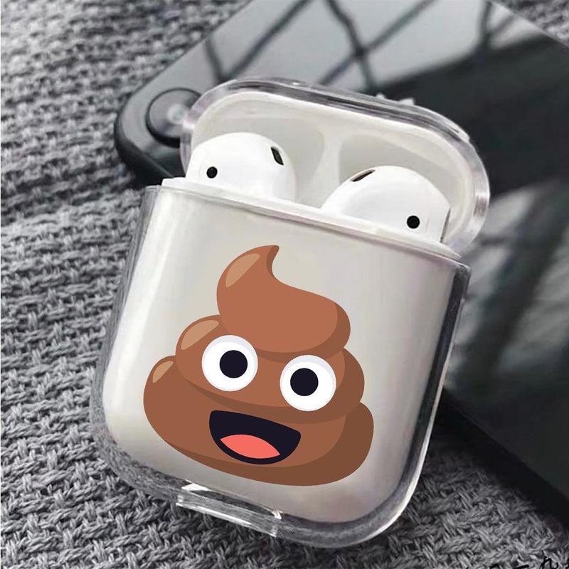 Pile of Poo Emoji Protective Clear Case Cover For Apple Airpods