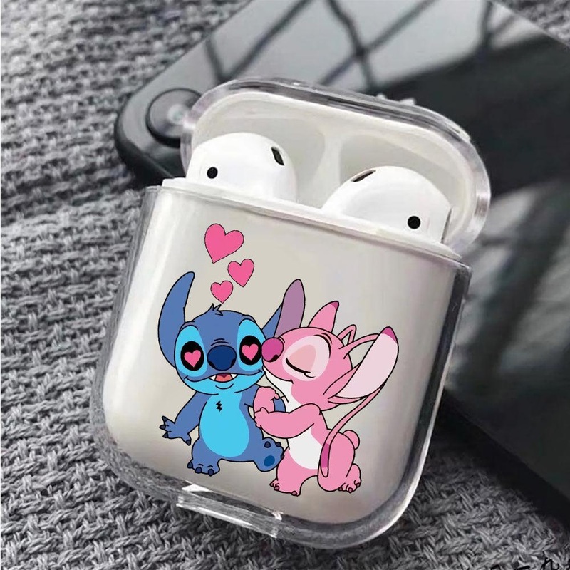 Stitch Couple Protective Clear Case Cover For Apple Airpods
