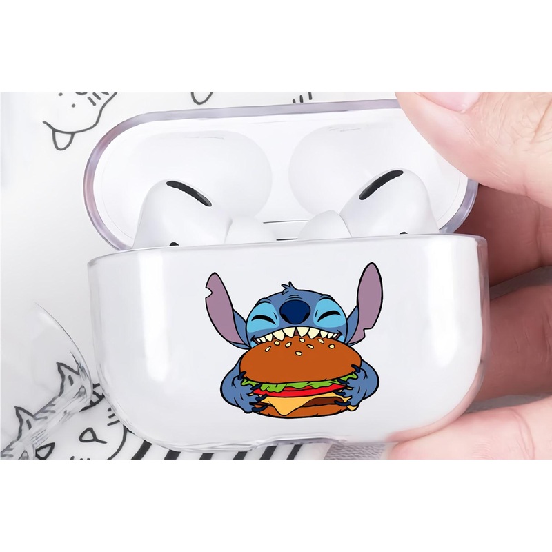 Stitch Eat Burger Protective Clear Case Cover For Apple Airpod Pro 2