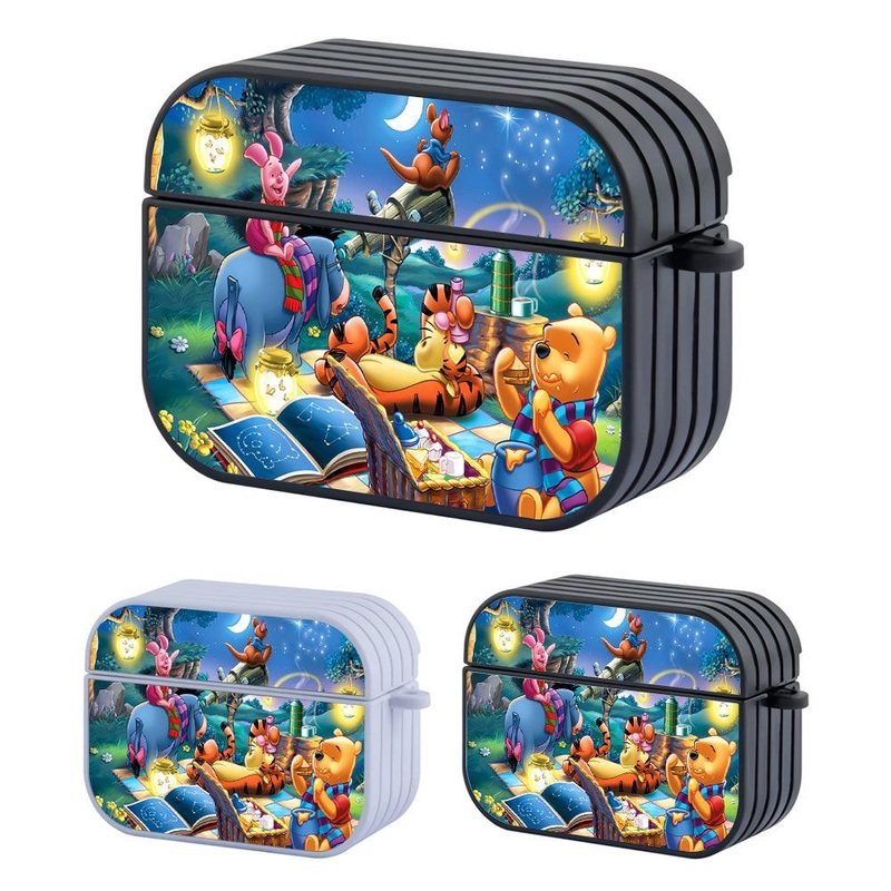 Winnie The Pooh Together in the Starry Night Hard Plastic Case Cover For Apple Airpods Pro 2