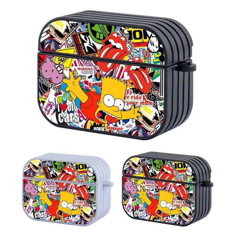 Bart and Wall of Stickers Hard Plastic Case Cover For Apple Airpods Pro 2