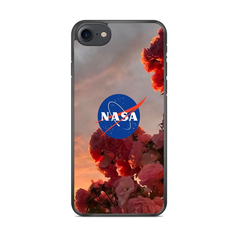 Nasa Logo Pink Flowers iPhone 8 Case