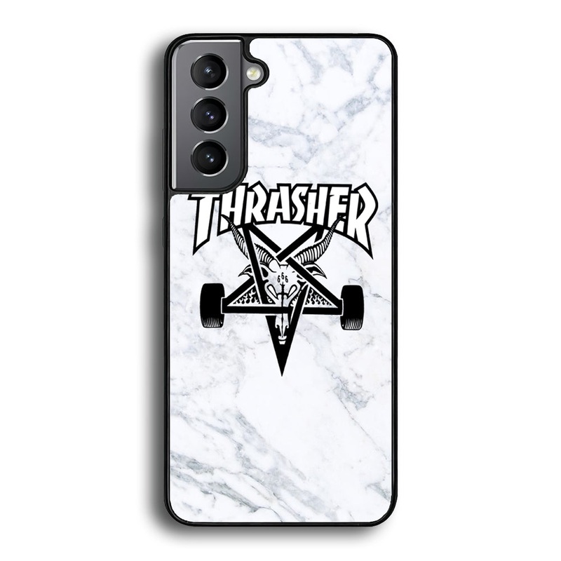 Thrasher x Pentagram White Marble Samsung Galaxy S21 Plus Case
