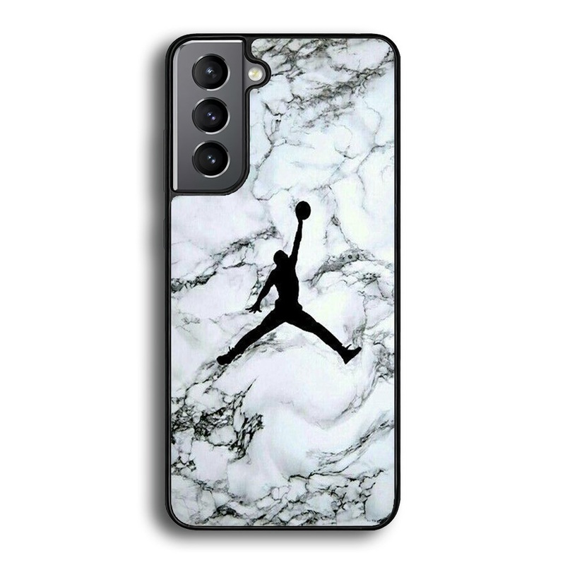 Jordan White Marble Logo Samsung Galaxy S21 Plus Case