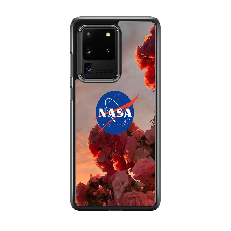 Nasa Logo Pink Flowers Samsung Galaxy S20 Ultra Case