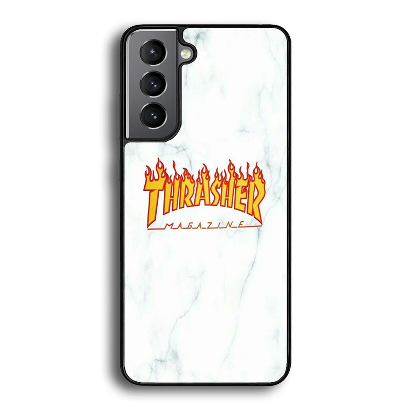 Thrasher White Marble Samsung Galaxy S21 Case
